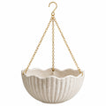 Hängender Blumentopf 24 cm Creme Keramik mit Metallkette für Innenbereiche