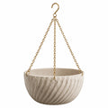 Hängeblumentopf 25 cm Keramik Beige mit Metallketten für Innenräume