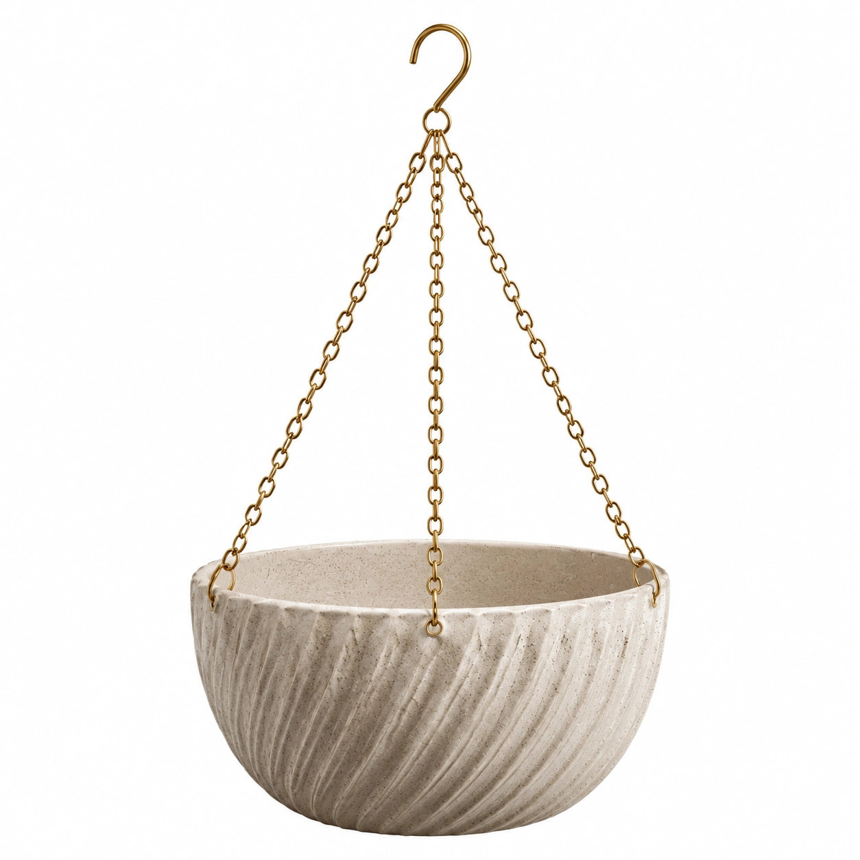 Hängeblumentopf 25 cm Keramik Beige mit Metallketten für Innenräume