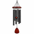 Windspiel 90 cm aus Metall und Holz Schwarz Braun für Garten mit Klangröhren