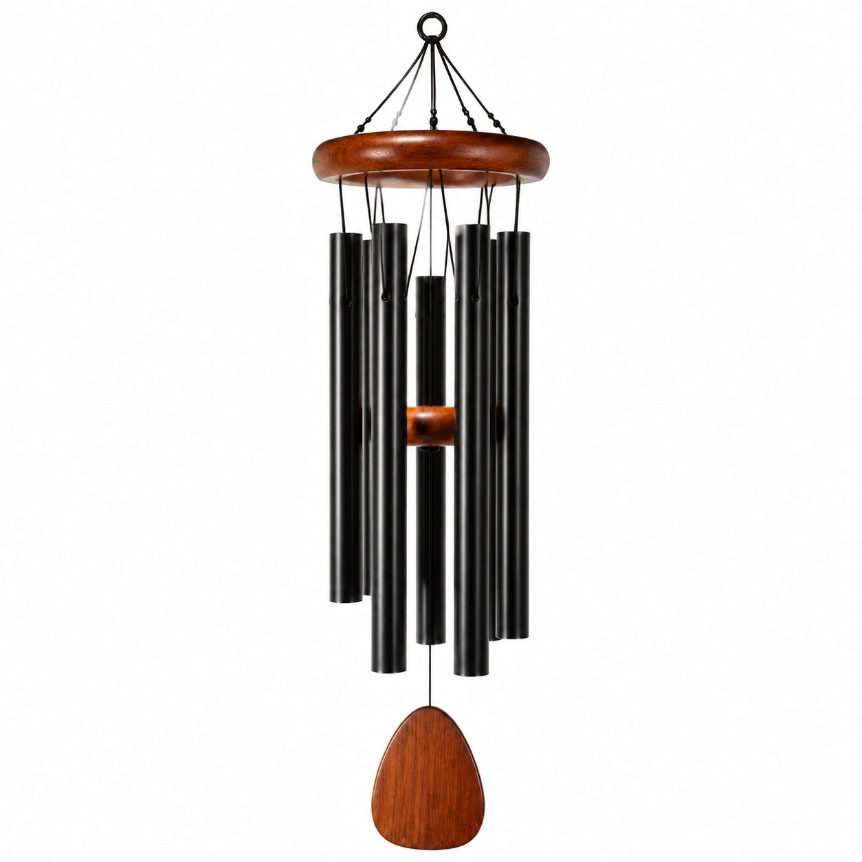 Windspiel 90 cm aus Metall und Holz in Schwarz Braun mit tiefem Klang