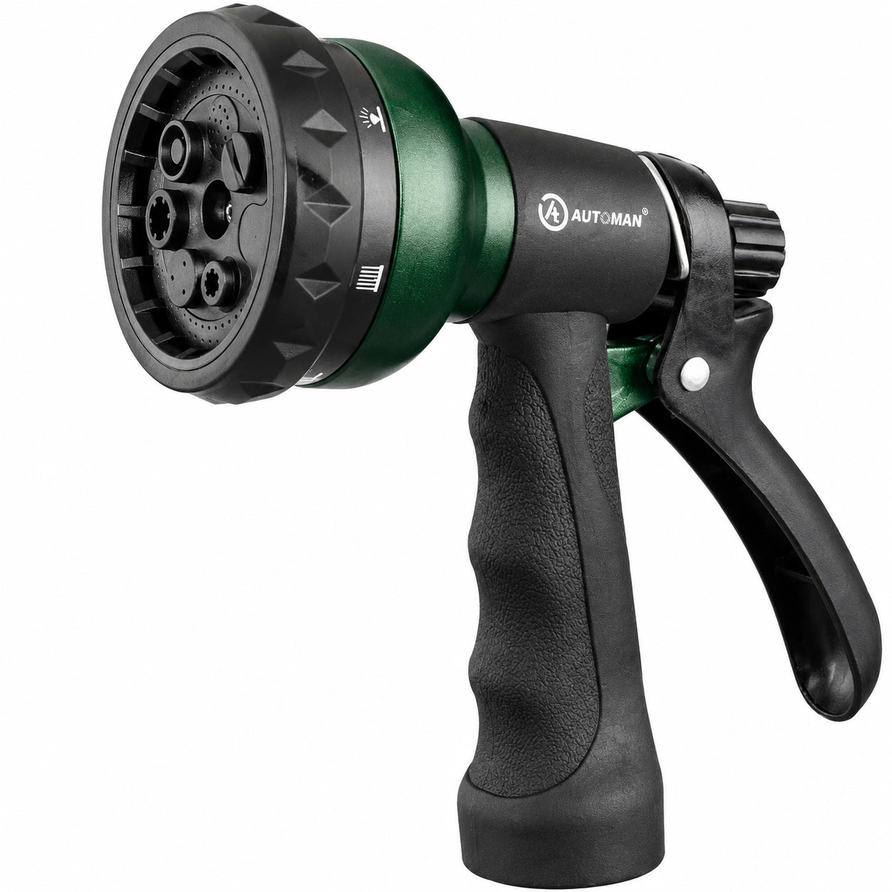 Gartenbrause 18 cm aus Kunststoff Schwarz Grün mit einstellbaren Sprühmodi