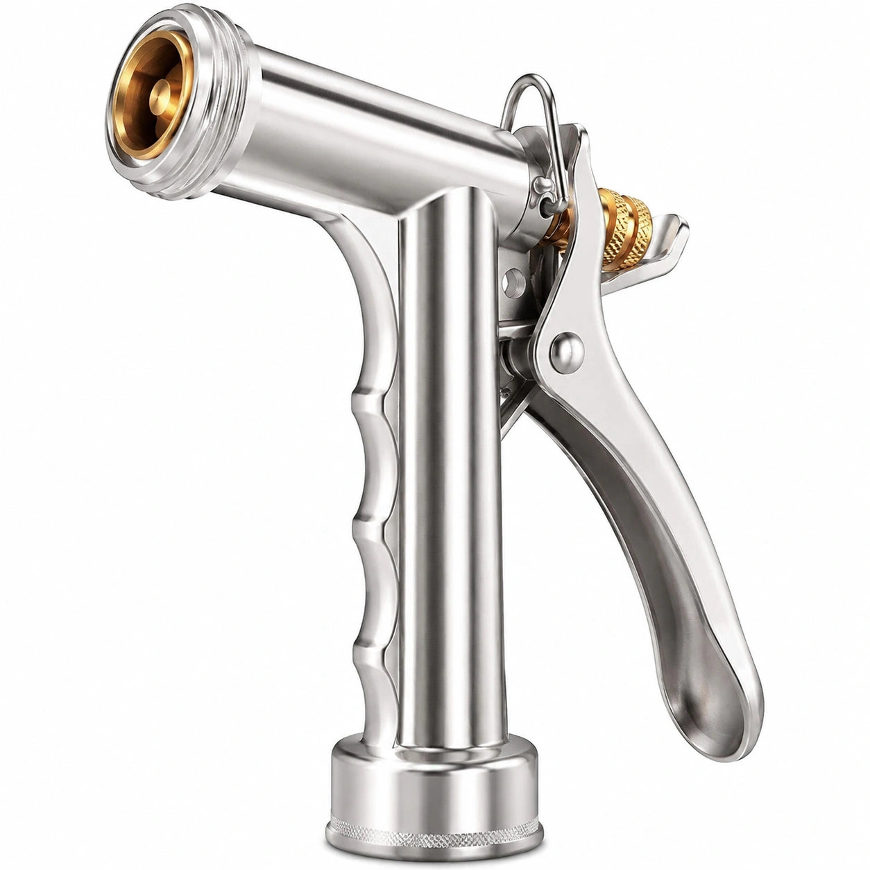 Wasserspritzpistole 19 cm Metall silberfarben für Garten mit Abzugshebel