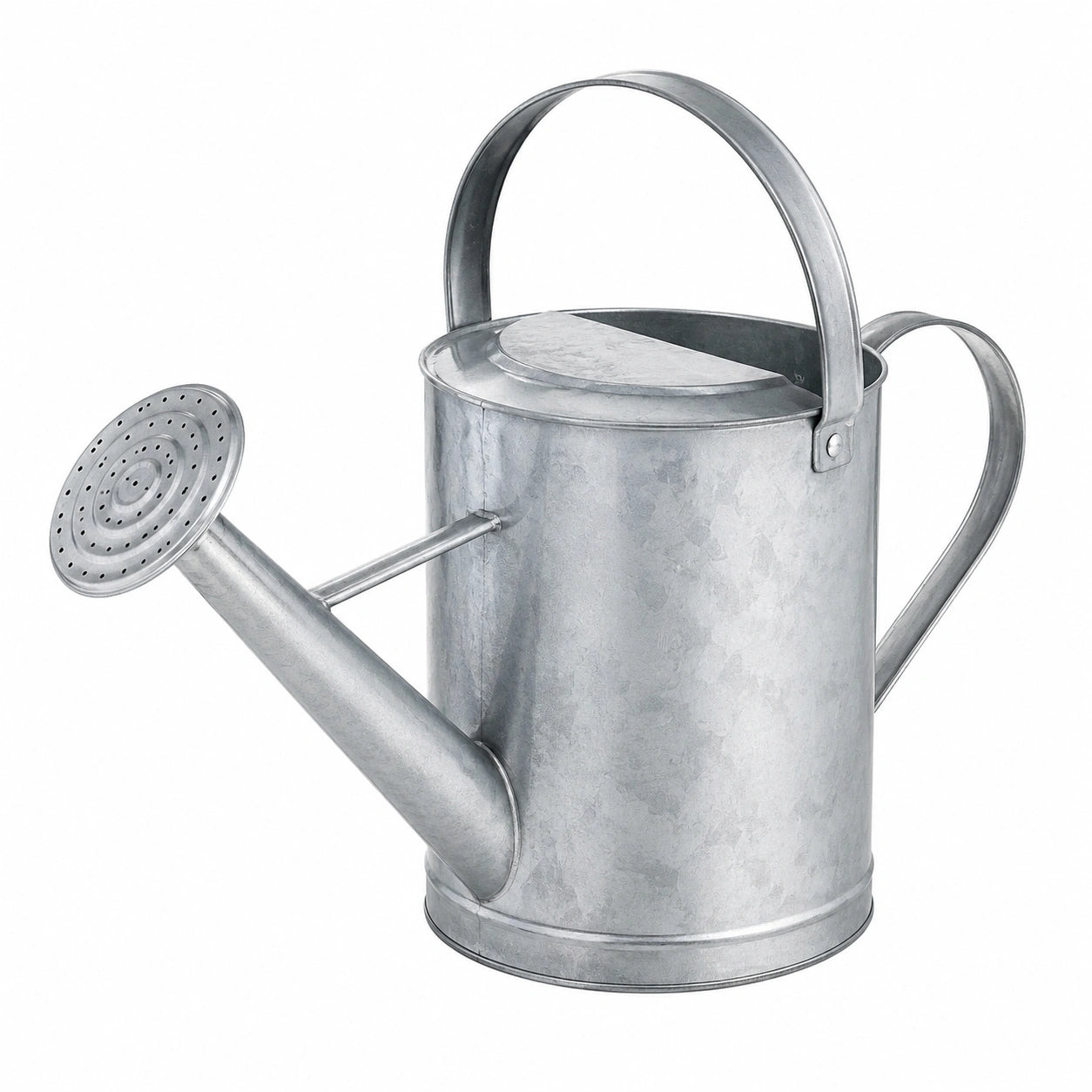 Gießkanne 10 L aus verzinktem Stahl in Silber mit Brausekopf für Garten und Balkon