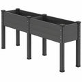 Hochbeet 180 x 60 x 80 cm aus Stahl Anthrazit mit zwei Pflanzbereichen