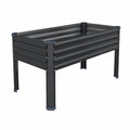 Hochbeet 120 x 60 x 80 cm aus pulverbeschichtetem Stahl in Schwarz - erhöhtes Pflanzbeet für Garten und Balkon