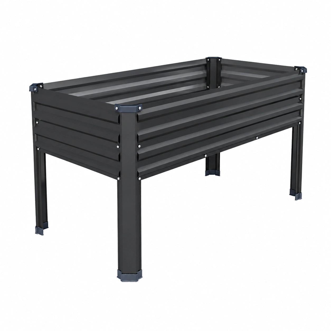Hochbeet 120 x 60 x 80 cm aus pulverbeschichtetem Stahl in Schwarz - erhöhtes Pflanzbeet für Garten und Balkon