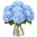 Kunstblumenstrauß 45 cm aus Kunststoff Blau mit Glasvase für Innendekoration