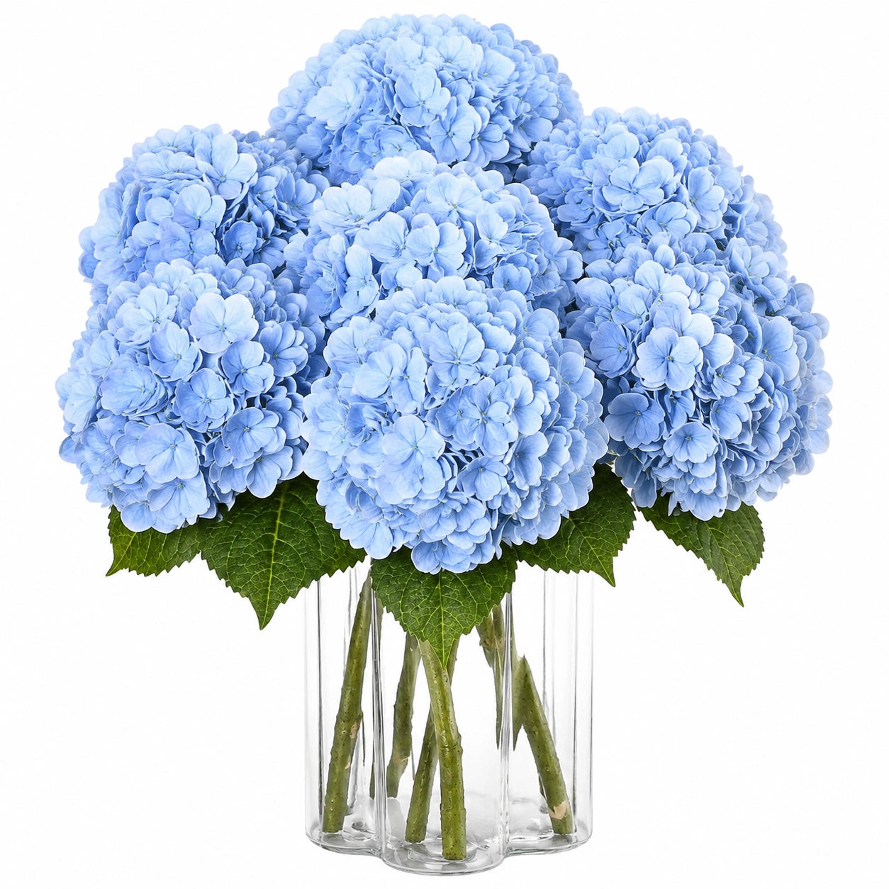 Kunstblumenstrauß 45 cm aus Kunststoff Blau mit Glasvase für Innendekoration