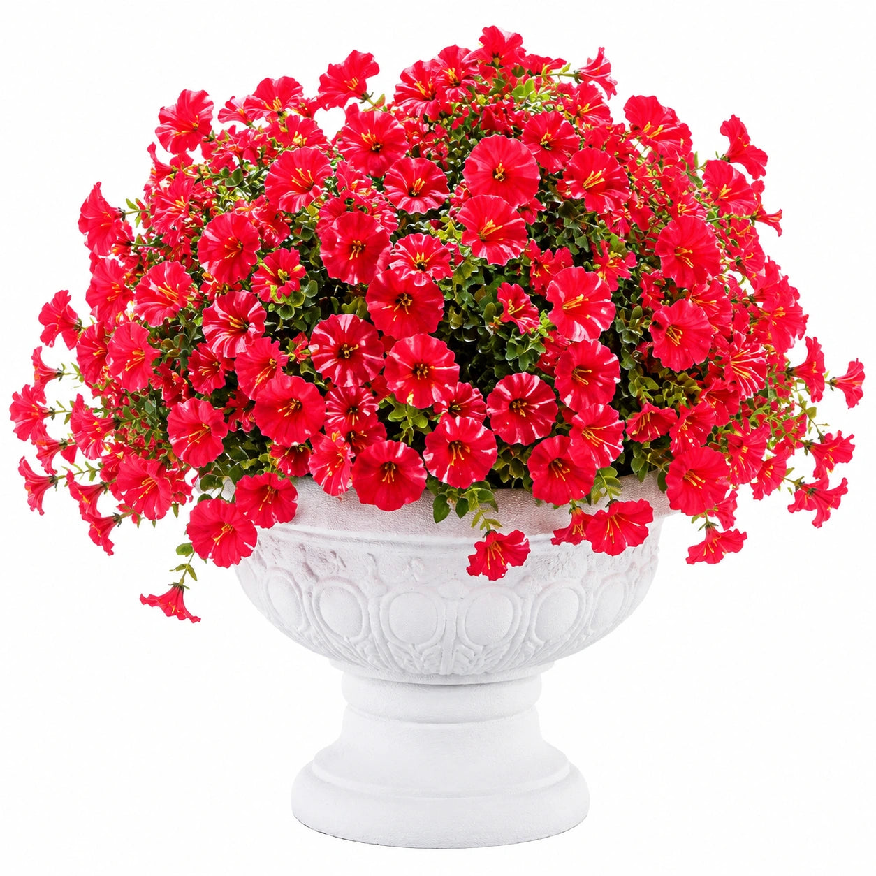 Kunstblumen Topfpflanze 45 cm Polyester Rot Weiß Dekorativ